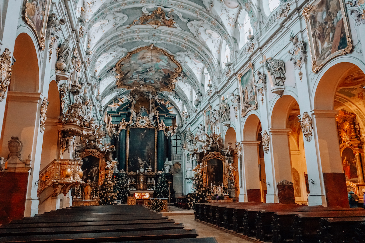 Interior of Basilica St. Emmeram in Regensburg, Germany.