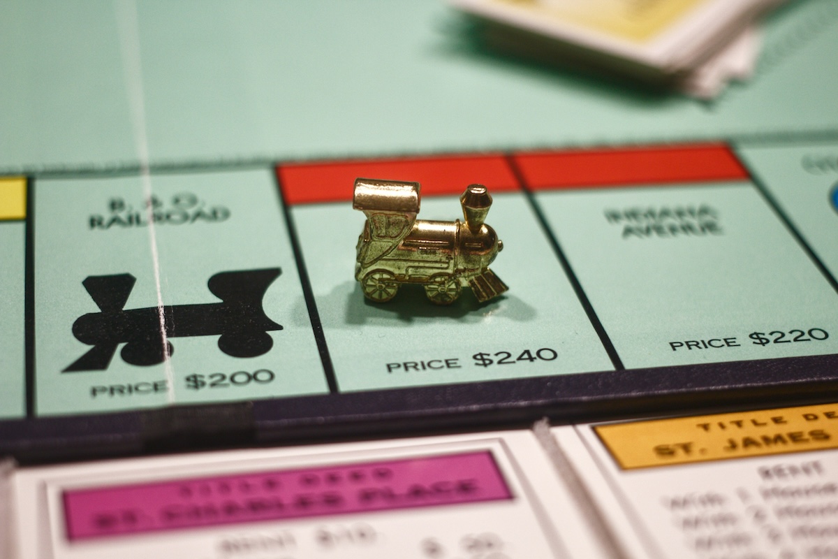 Close up view of Monopoly board.