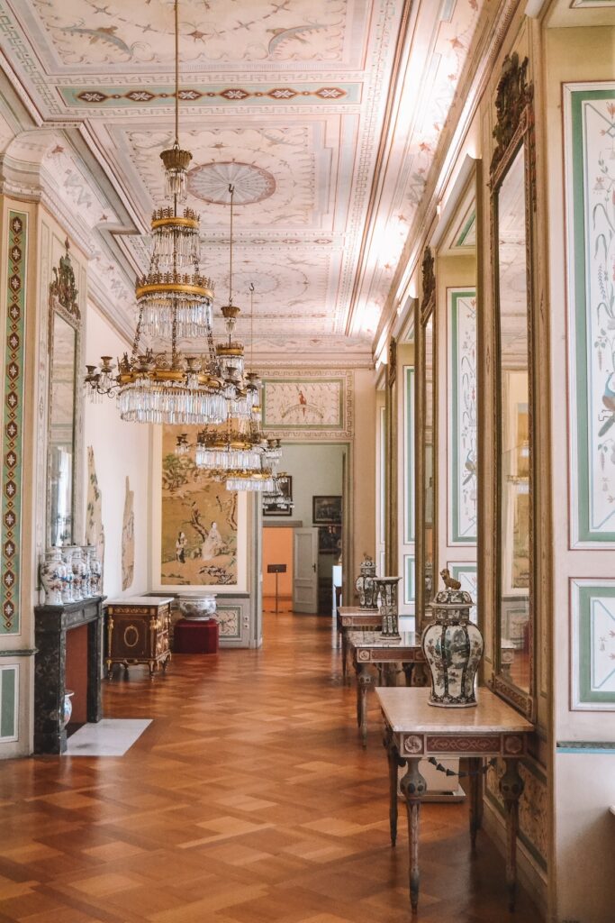A hallway inside Charlottenburg Palace.