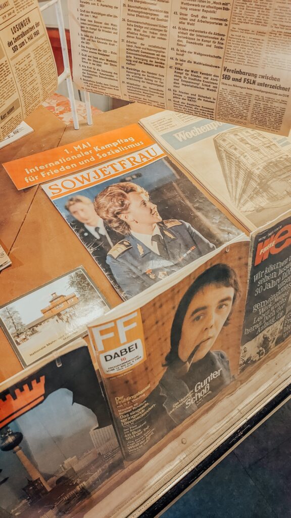 East German magazines in museum in Berlin.