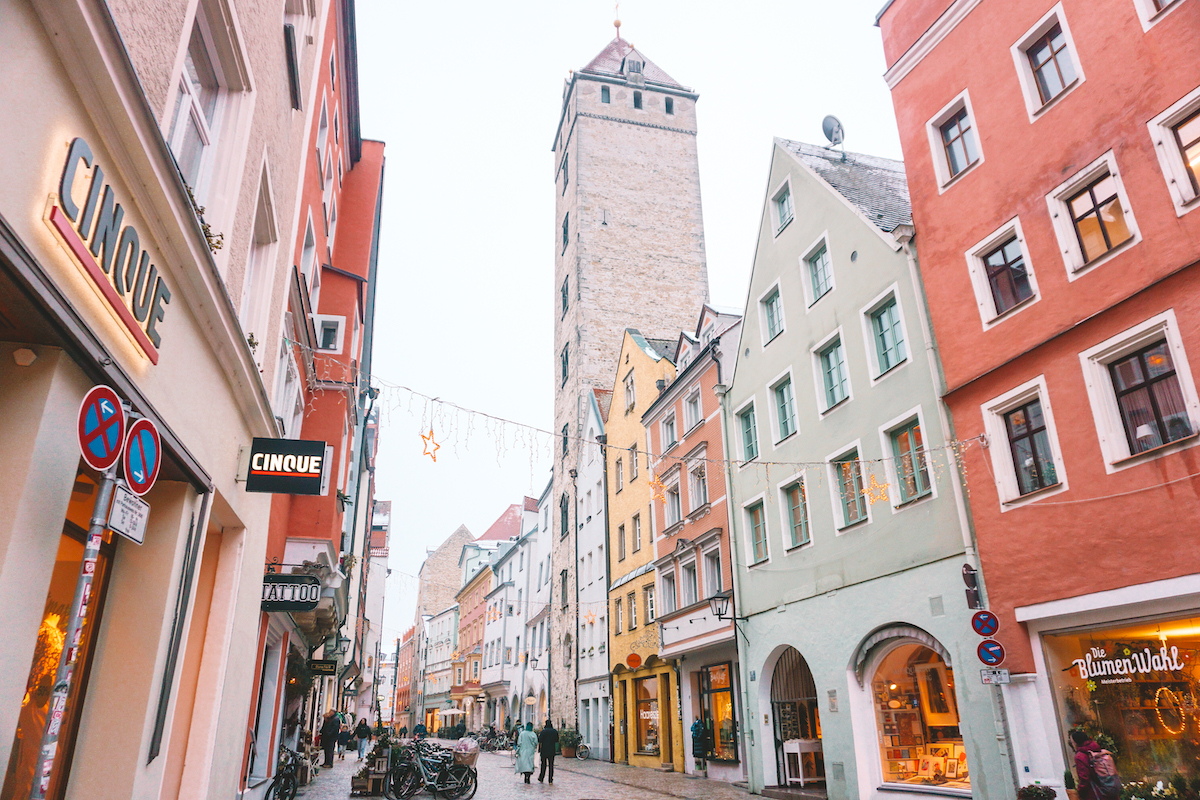 A street in Old Town Regensburg, Germany.