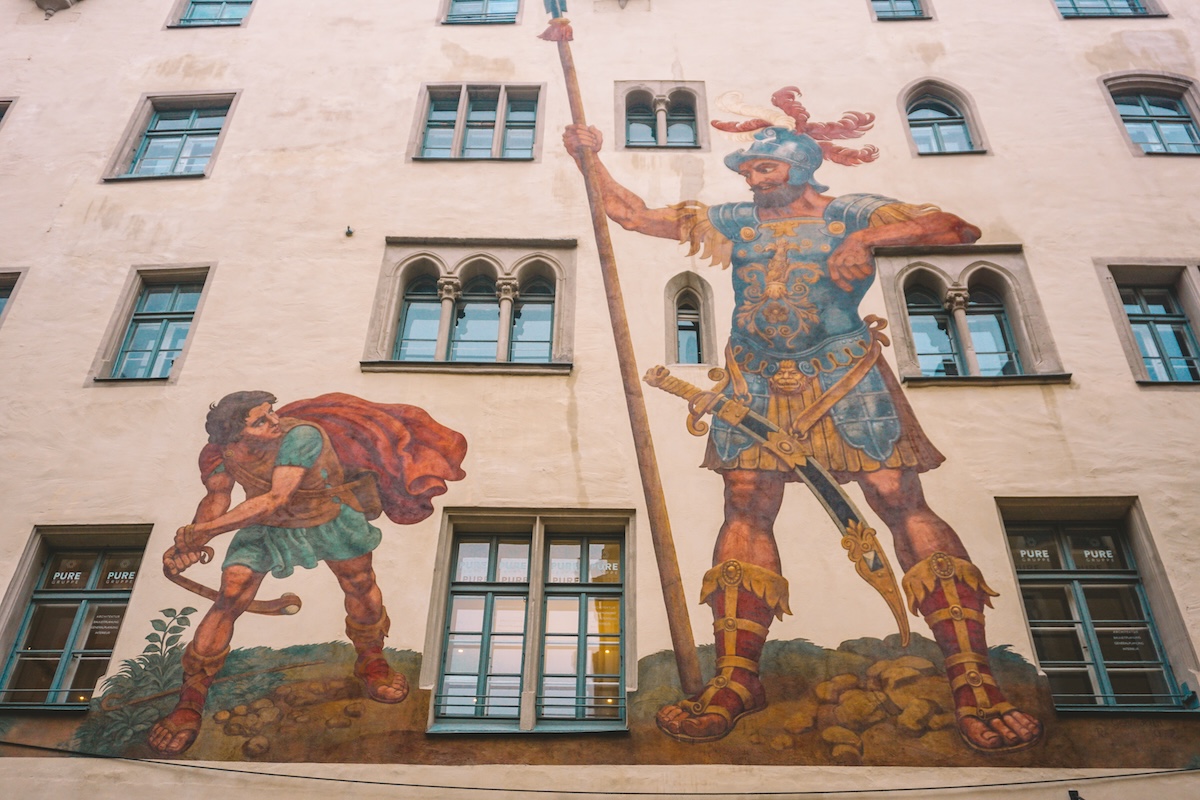 Mural on the Goliath House in Regensburg, Germany