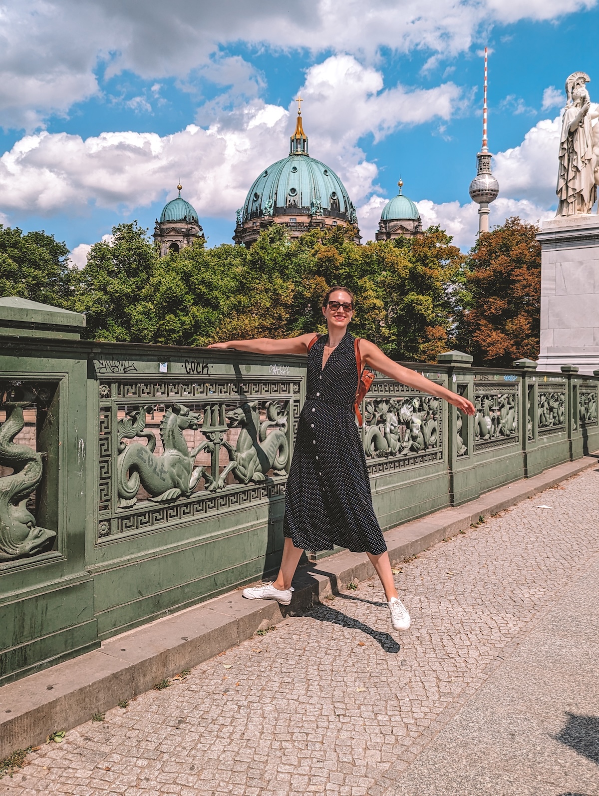 Woman smiling on Schlossbrücke in Berlin
