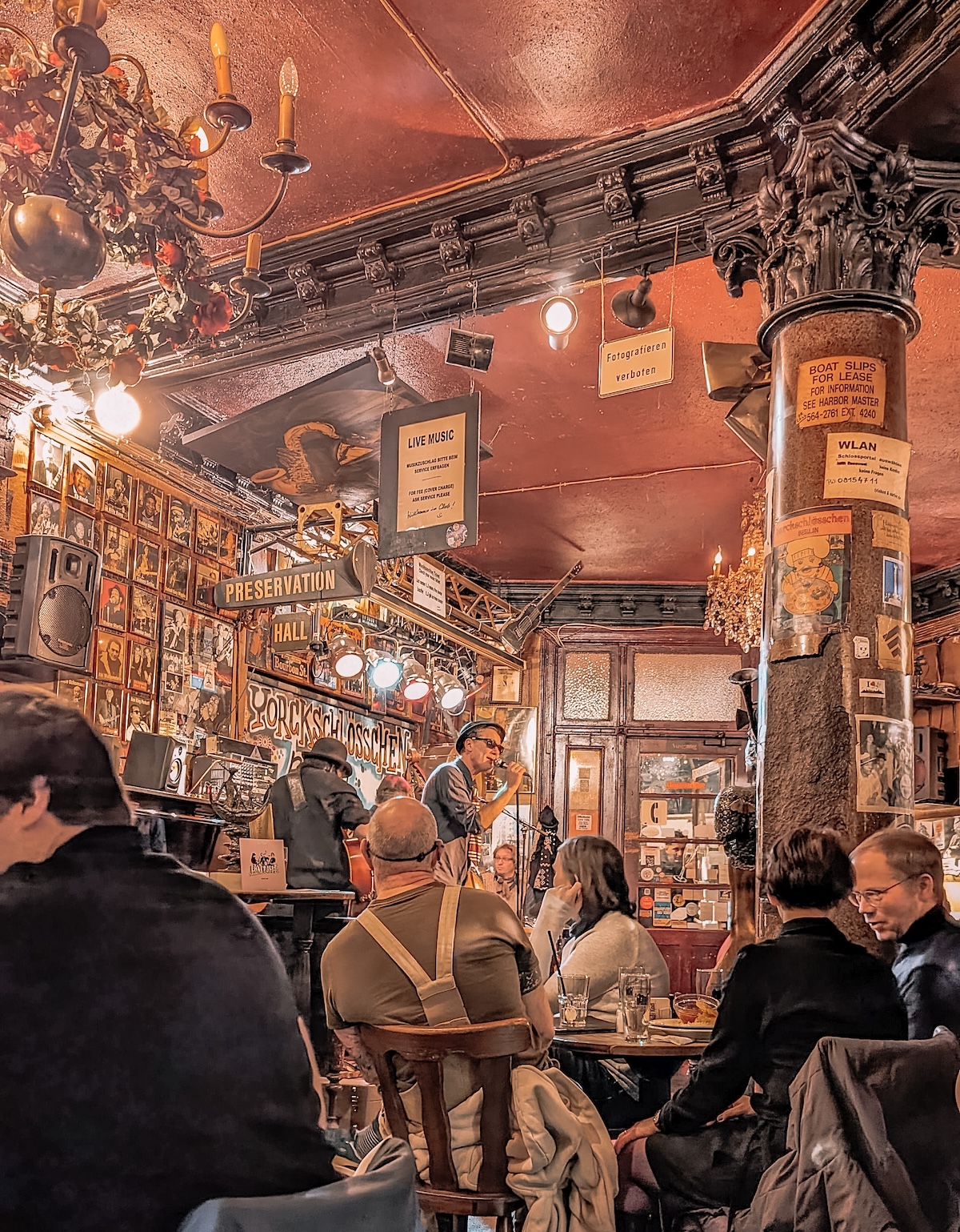 Interior of the Yorckschlösschen Jazz Bar in Berlin. 