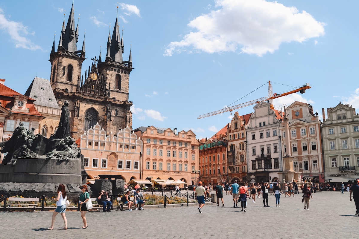 Old Town Square in Prague, on a sunny day