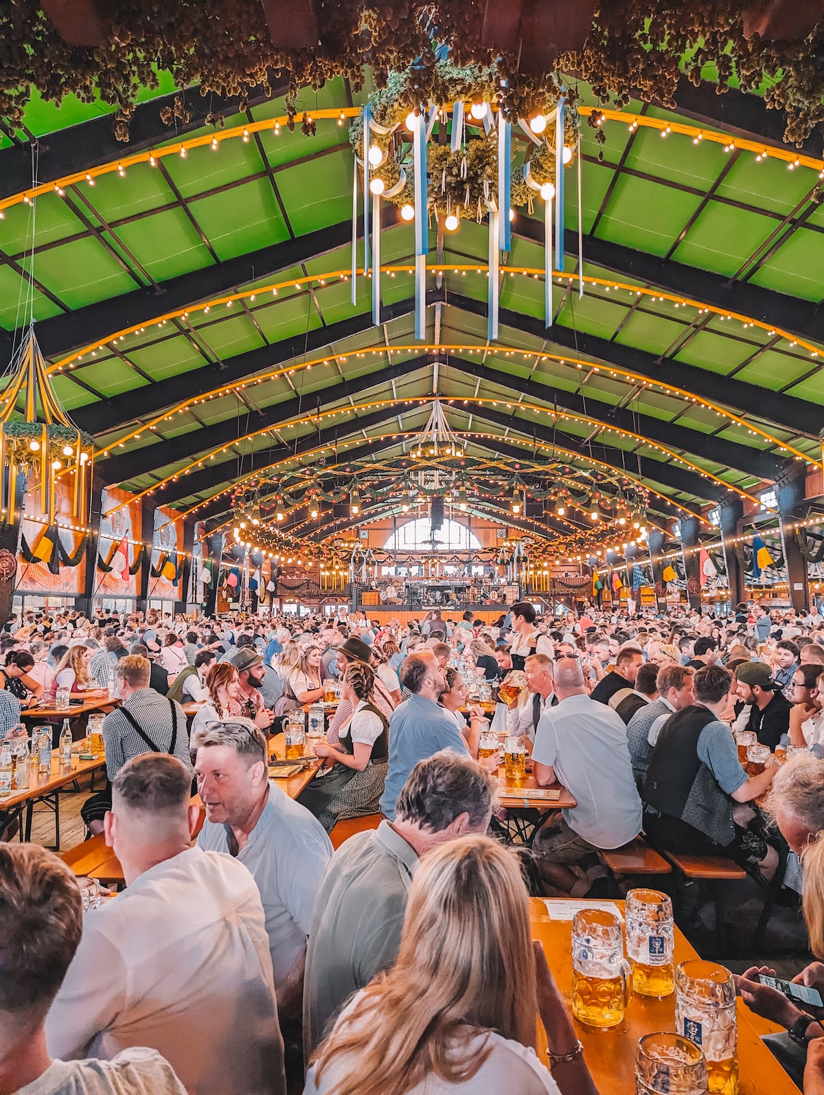 Interior of Augustiner tent at Oktoberfest