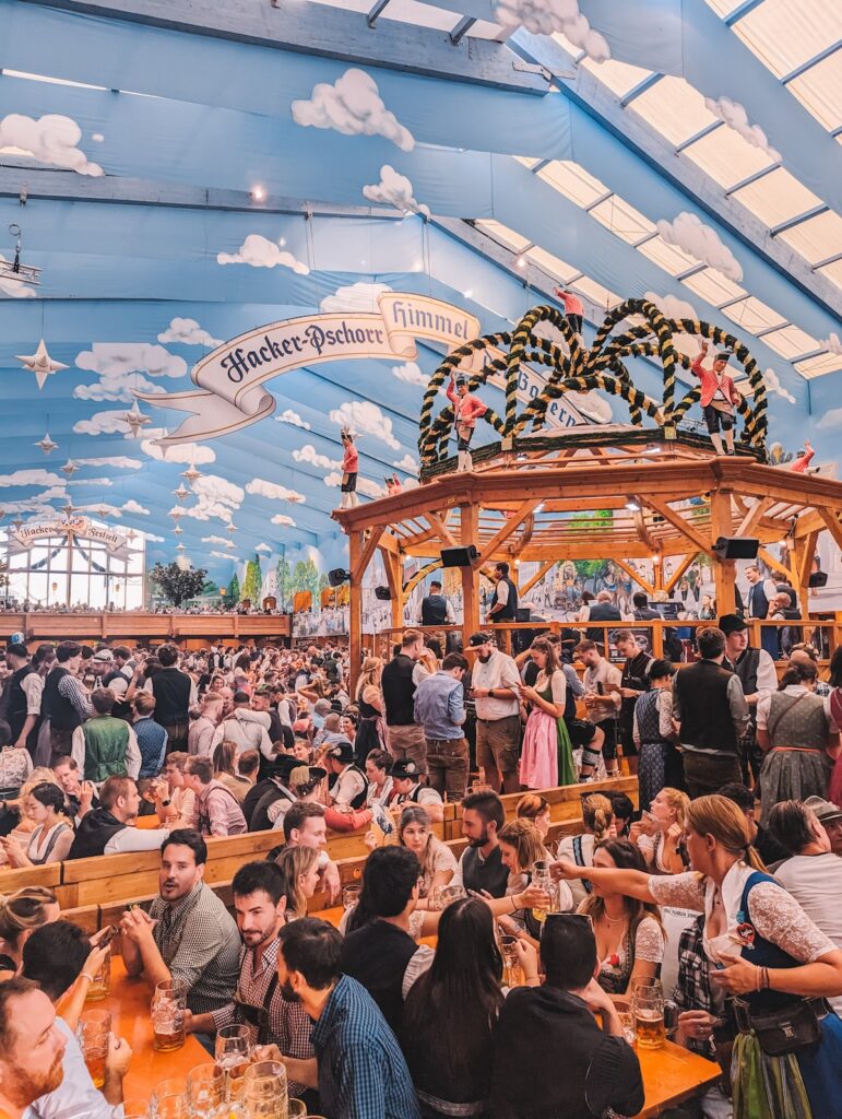 Interior of Hacker Pschorr tent at Oktoberfest