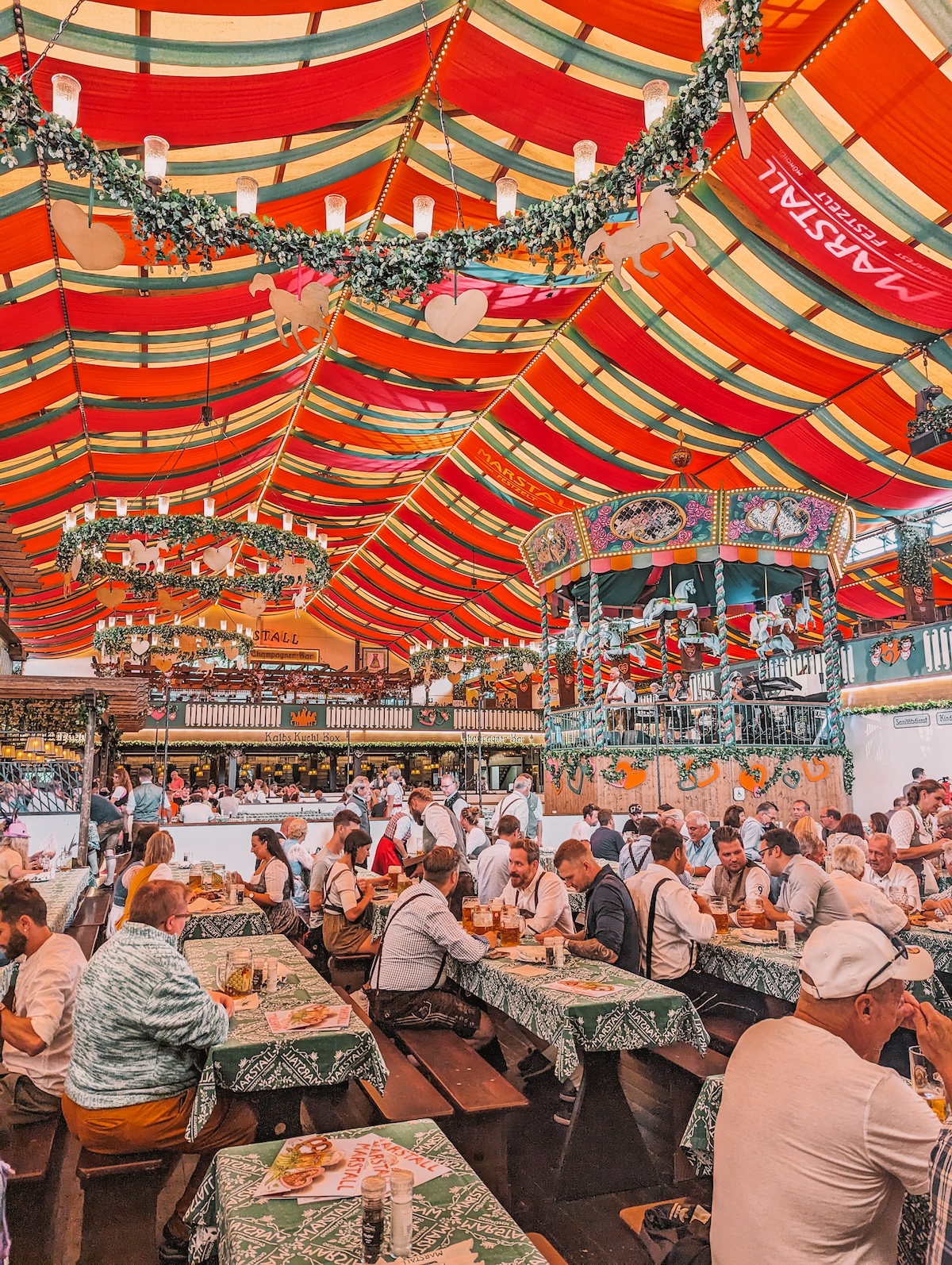 Interior of Marstall tent at Oktoberfest