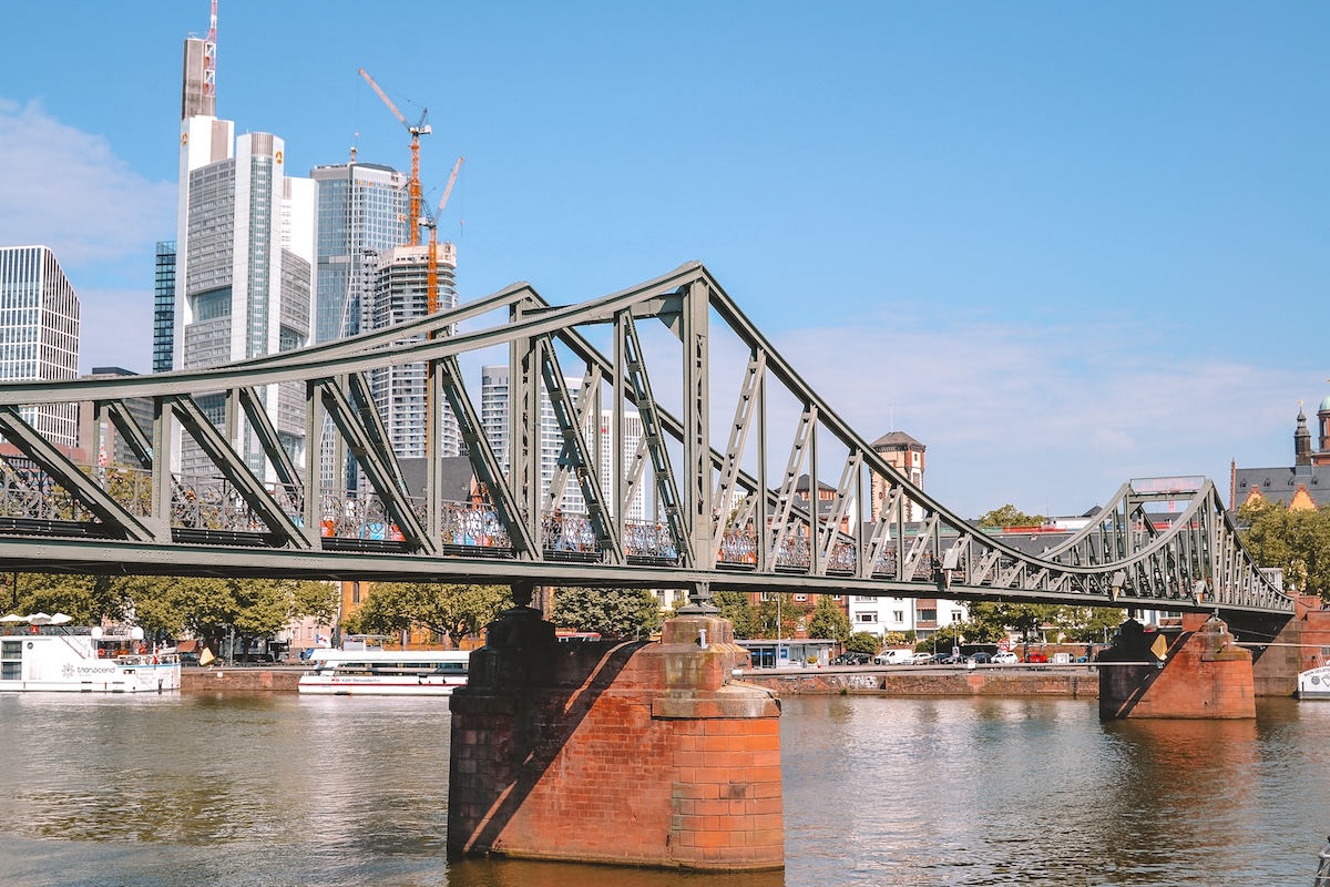 The Eiserner Steg in Frankfurt, crossing the River Main.