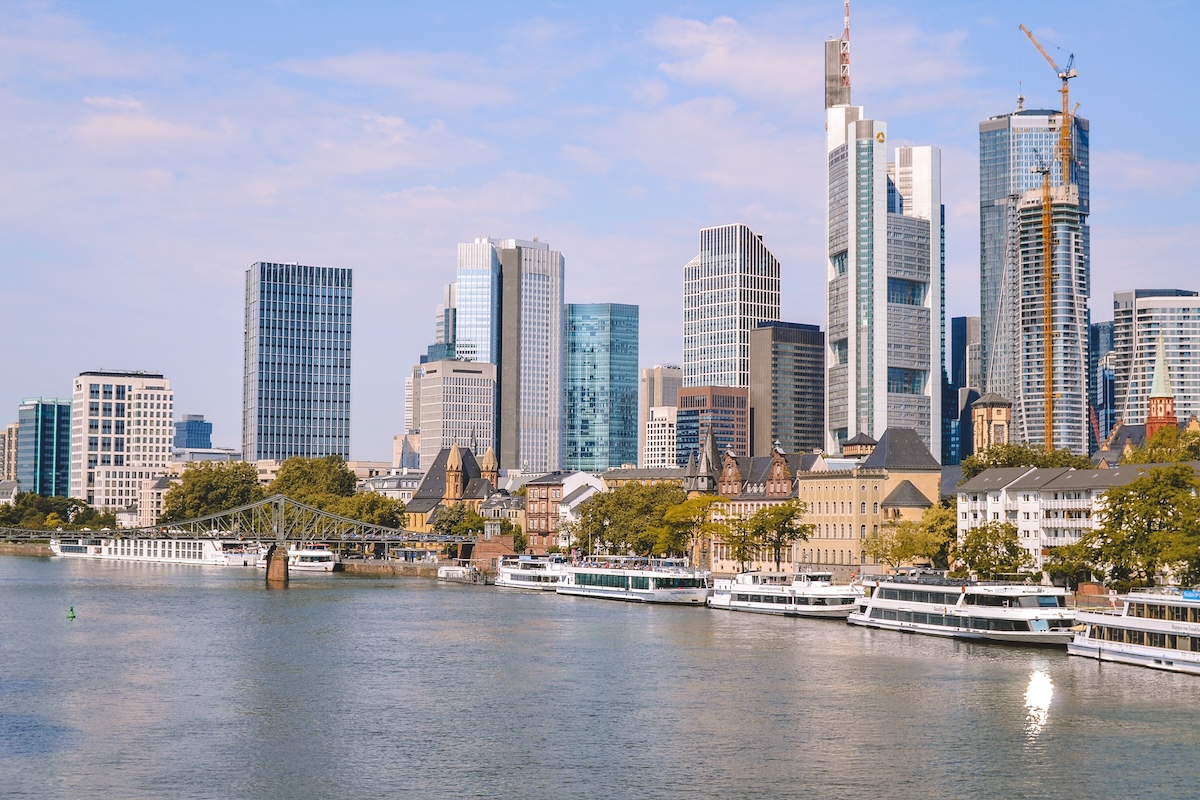 The "Mainhattan" skyline of Frankfurt's banking district.