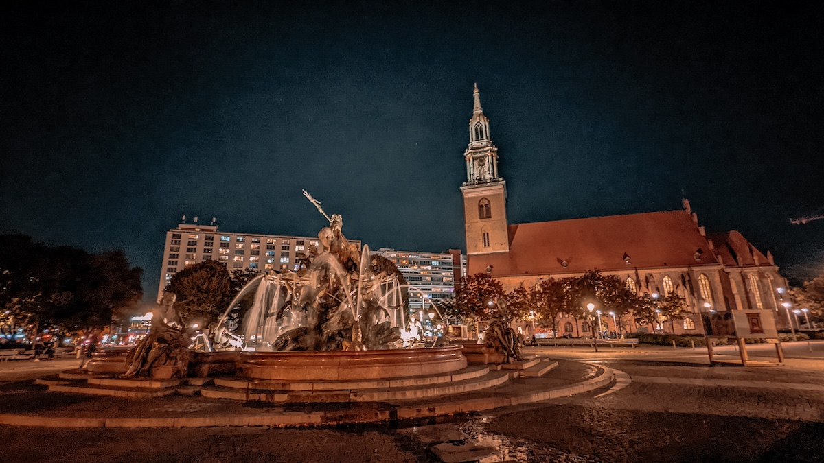 St. Mary's Church in Berlin, at night