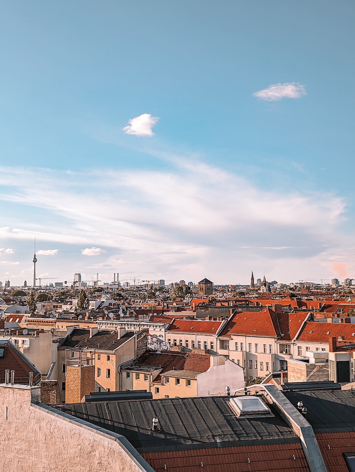 The view from the rooftop of Klunkerkranich, near sunset