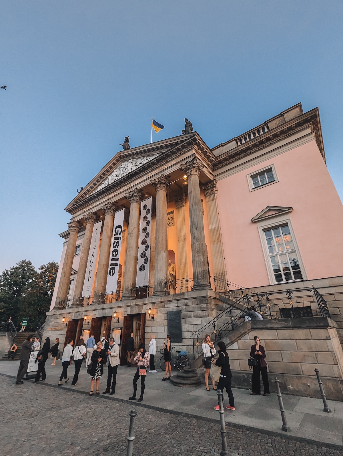 Exterior of the Berlin Staatsoper, at dusk