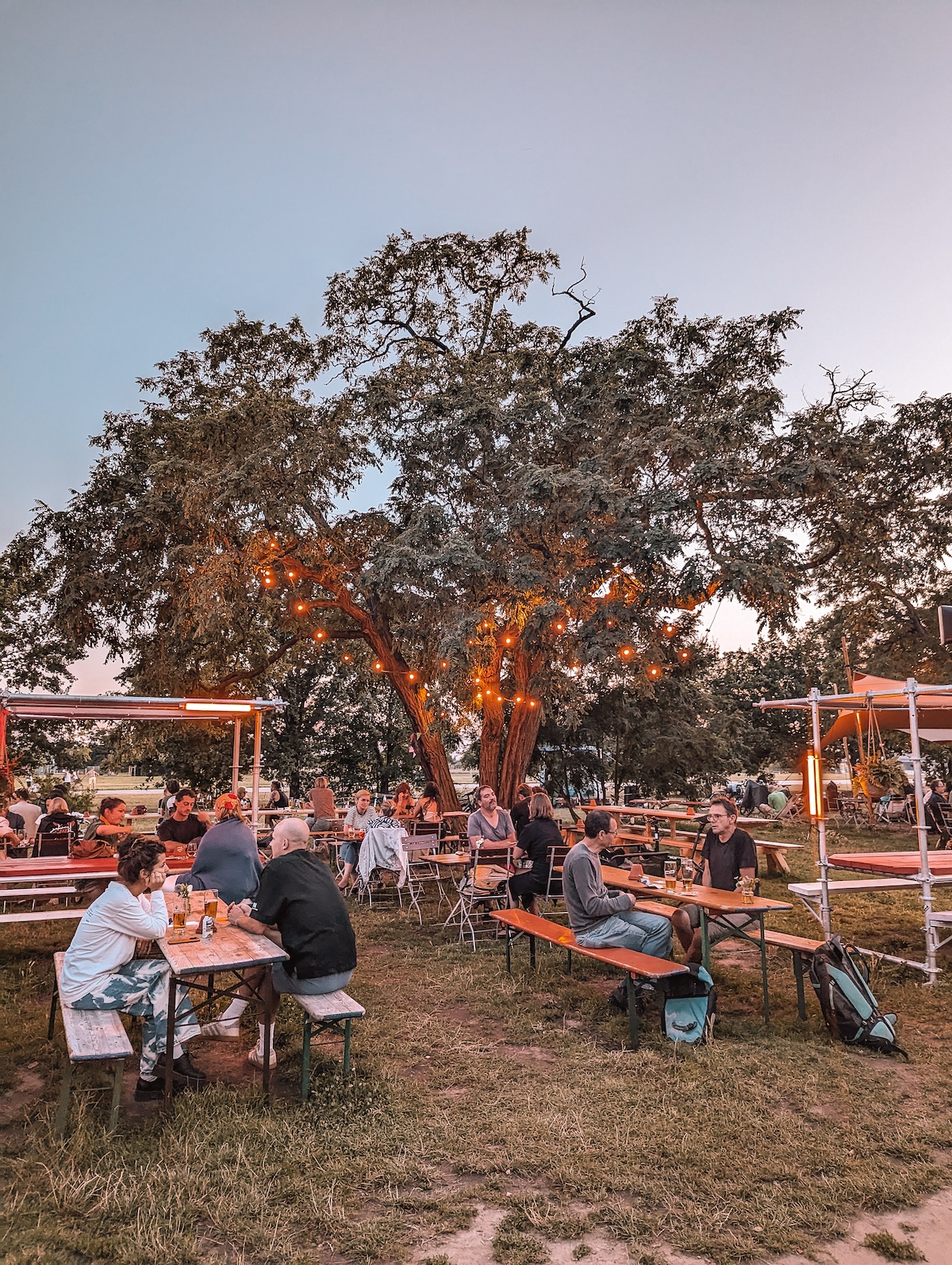 Tempel Garten beer garden at Tempelhofer Feld, near sunset