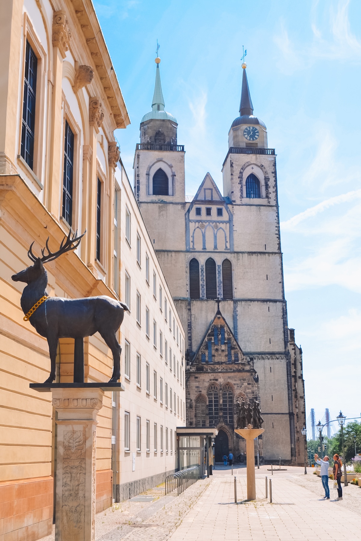 Stag column, with St. John's Church in background.