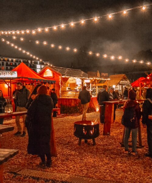 Eating area at the RAW Compound Christmas market