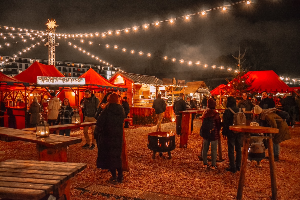 Eating area at the RAW Compound Christmas market