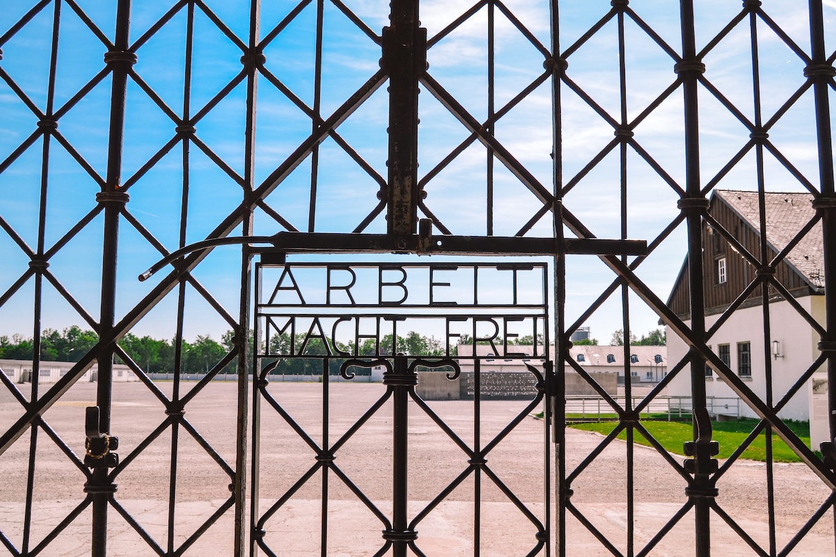 Front entrance grate to Dachau Memorial Site