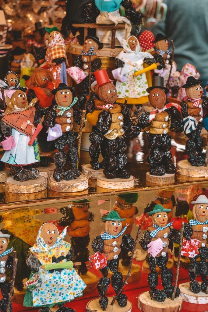 Prune and nut people at German Christmas marekt