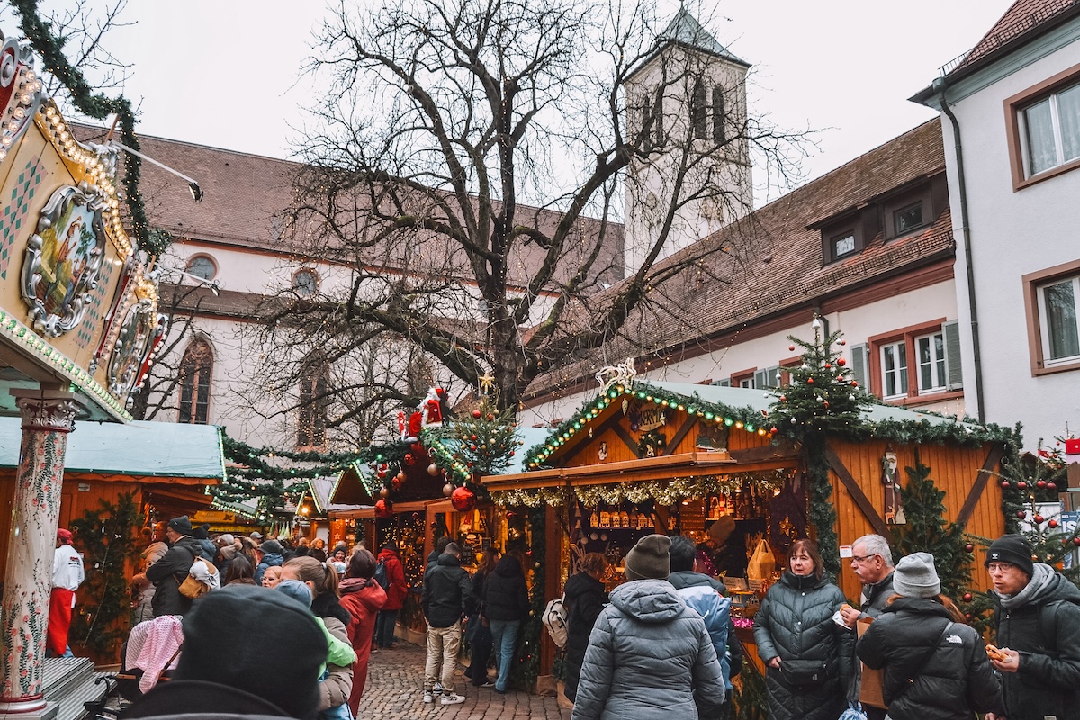 Christmas market at Rathausplatz in Freiburg im Breisgau