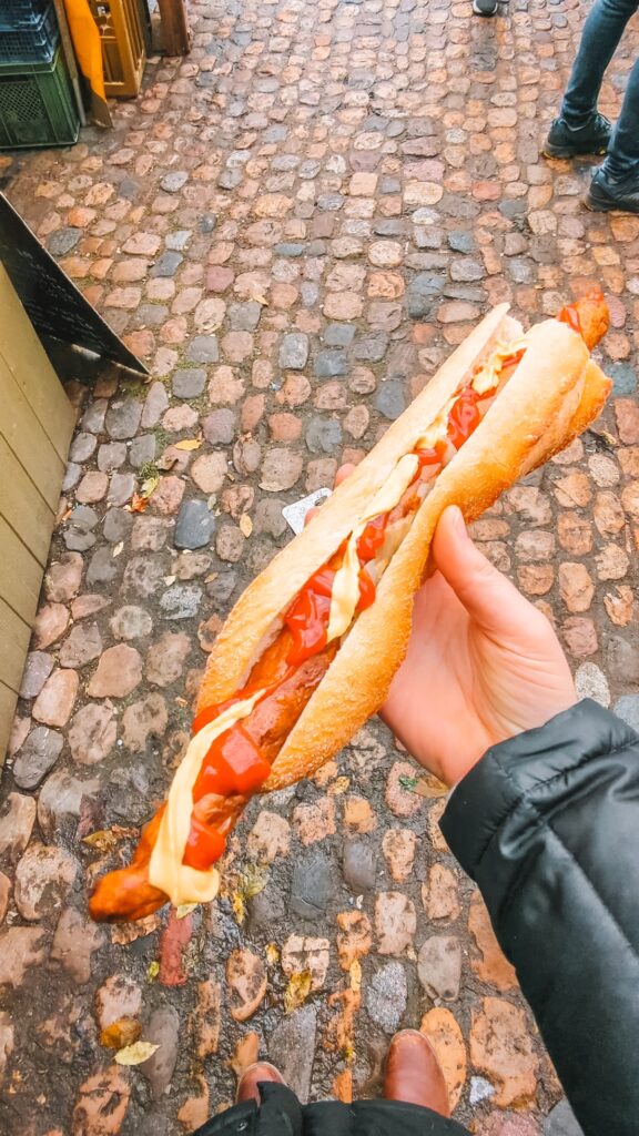 Lange Rote bratwurst in Freiburg im Breisgau