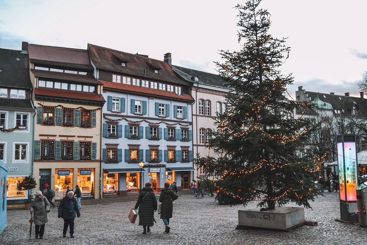 Christmas tree in Freiburg Old Town