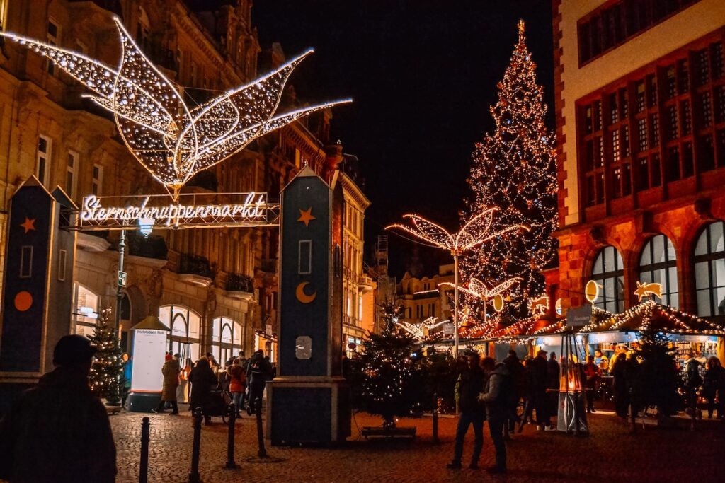 Stalls at the Wiesbaden Christmas market