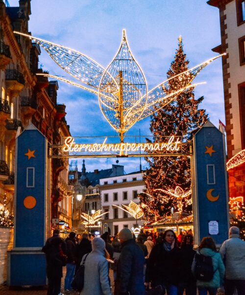 Entry archway to the Shooting Star Market in Wiesbaden