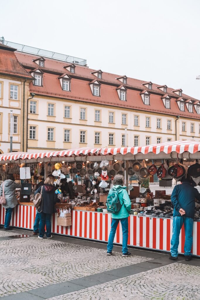 Weekly market at Maximiliansplatz in Bamberg
