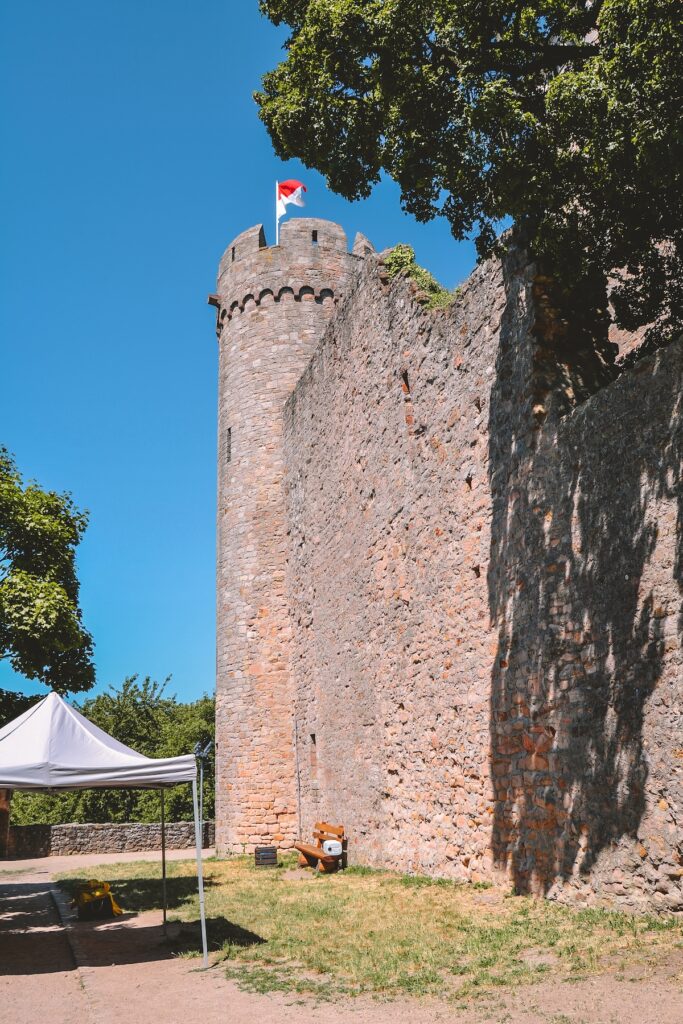 Fortified wall of Starkenburg Castle in Heppenheim