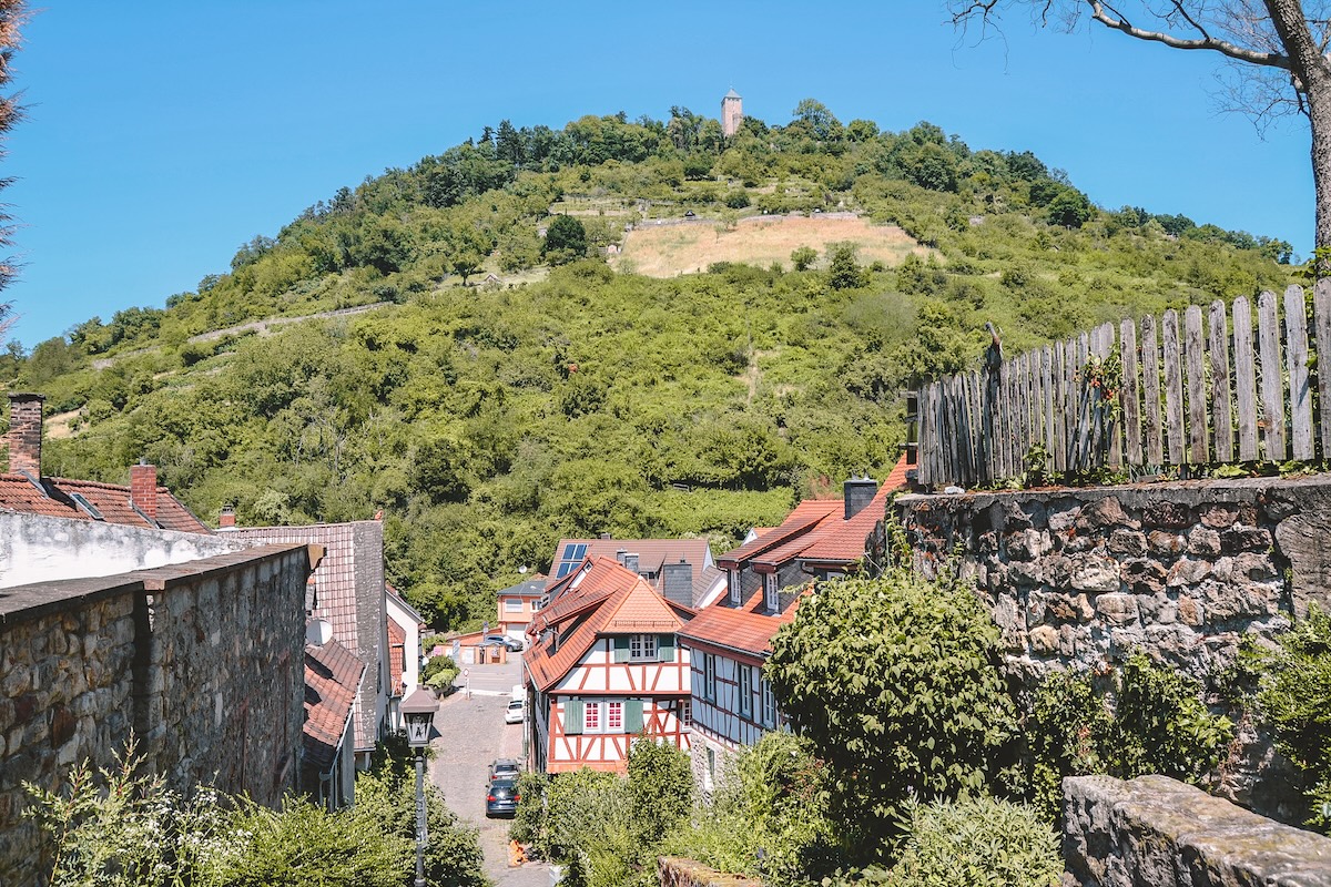 View of Starkenburg Castle from Old Town Heppenheim