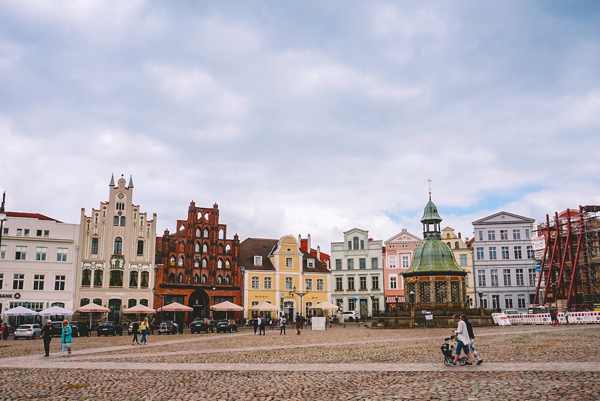 Market square in Wismar, Germany