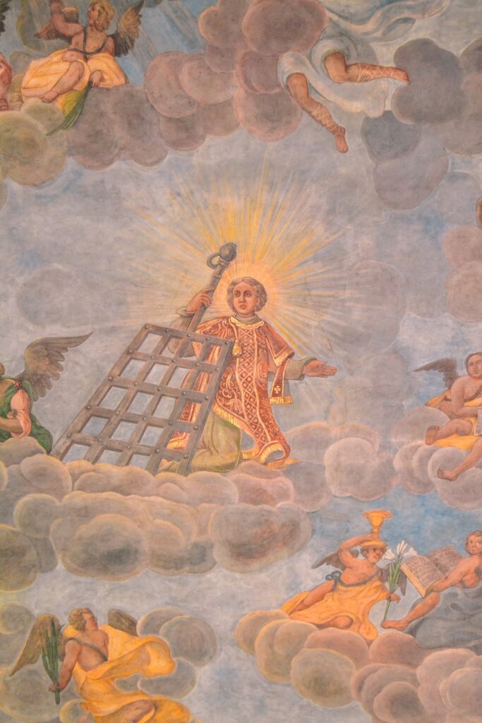 ceiling fresco inside the Church of St. Vincentius in Hattenheim am Rhein