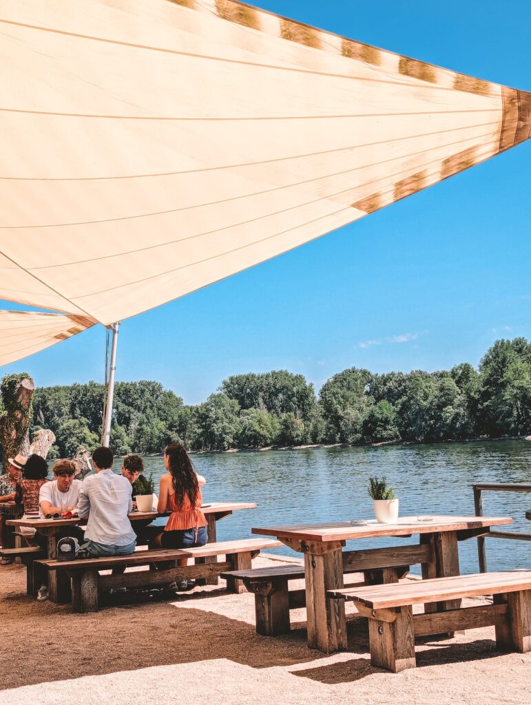 restaurant terrace along the Rhine River