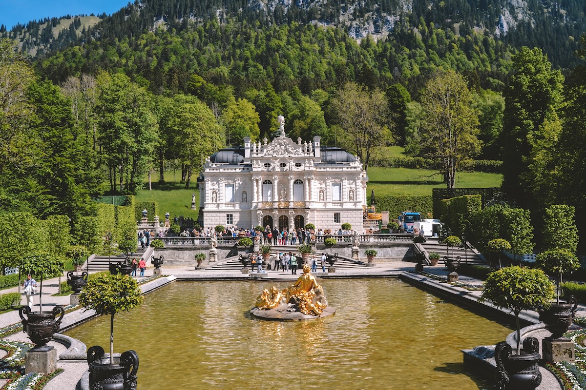 Exterior of Linderhof Palace in Germany
